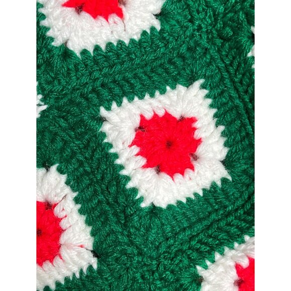 Vtg Granny Square Stocking Crochet 11" Grandmacore Handmade Holidays Christmas - Picture 6 of 6